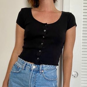 Frame button down crop top